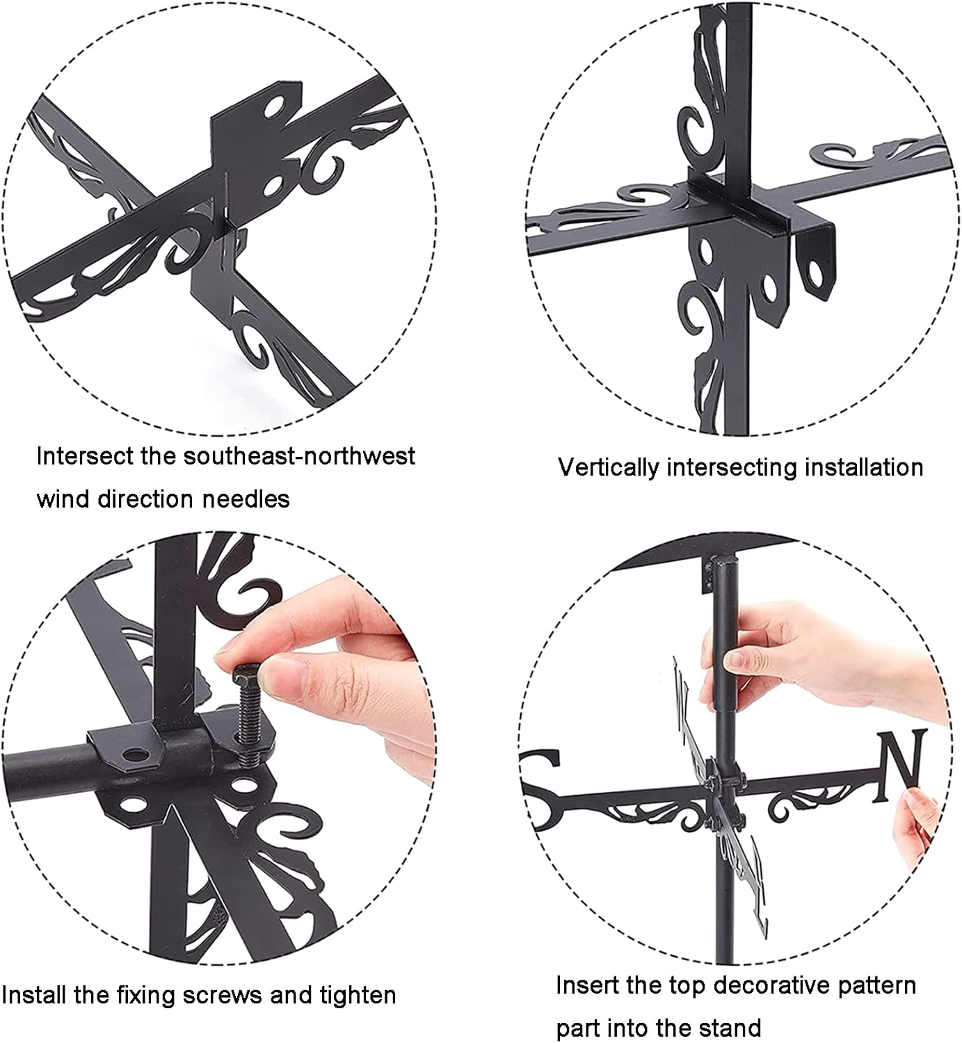 Decorative Wind Vane, Metal Weathervane with Roof Mount Retro Farmer Farmland Shape Weather Vane Garden Creative Home Decor Ornament Weathercock Wind Direction Indicator for Farm Yard - Image 5
