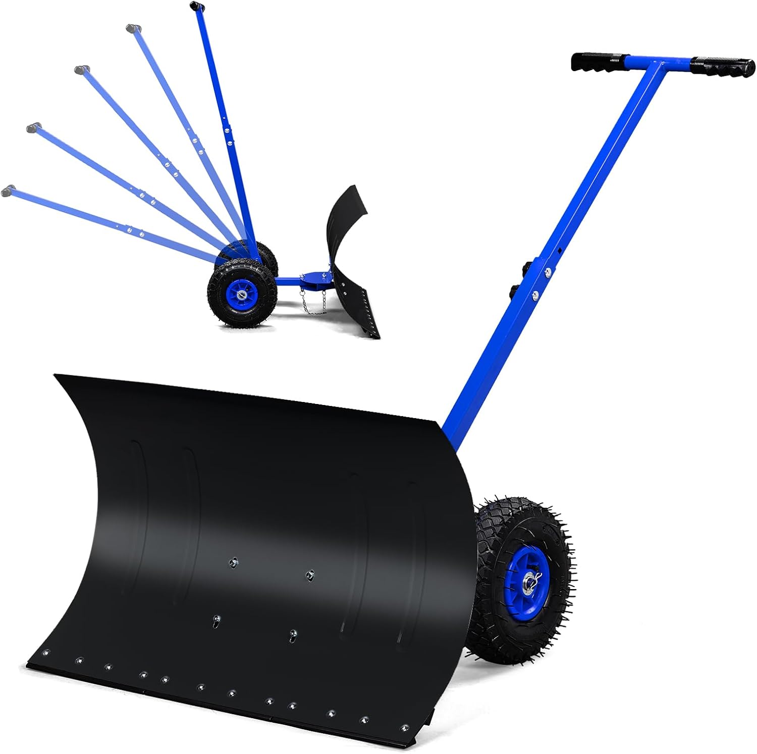 Outvita Snow Shovel with Wheels, 29 Wide 18 Long Snow Plow Shovel Angle & Height Adjustable Padded Handle Efficient Snow Clean Tool for Driveway or Pavement (Yellow) - Image 9