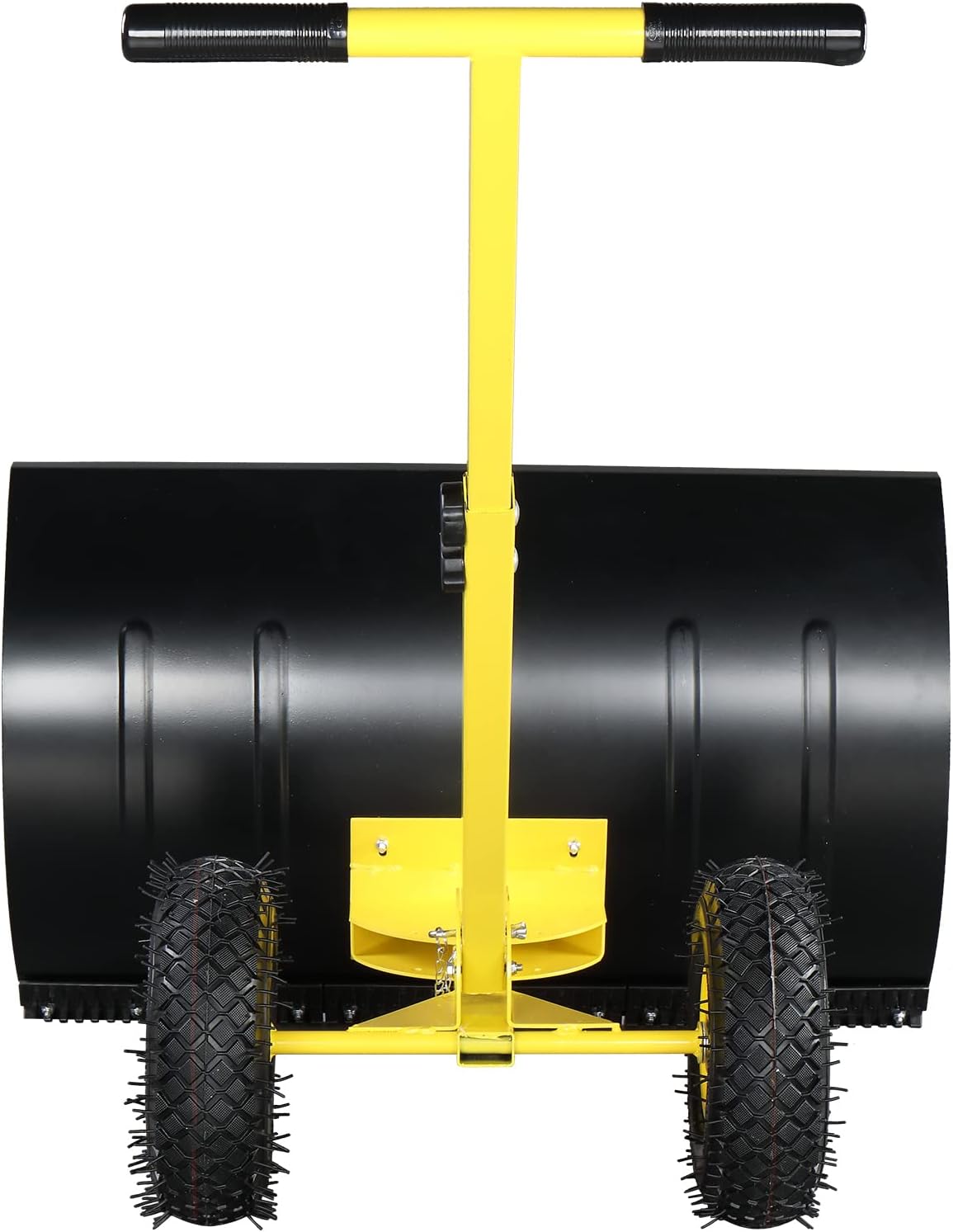 Outvita Snow Shovel with Wheels, 29 Wide 18 Long Snow Plow Shovel Angle & Height Adjustable Padded Handle Efficient Snow Clean Tool for Driveway or Pavement (Yellow) - Image 2